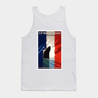 Vintage Travel Poster France Line Transatlantique Tank Top